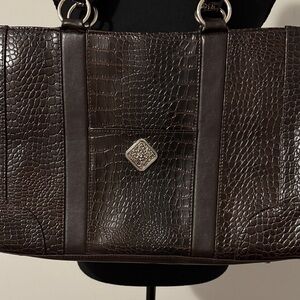 Elegant Brown Crocodile-Embossed tote Bag Coldwater Creek